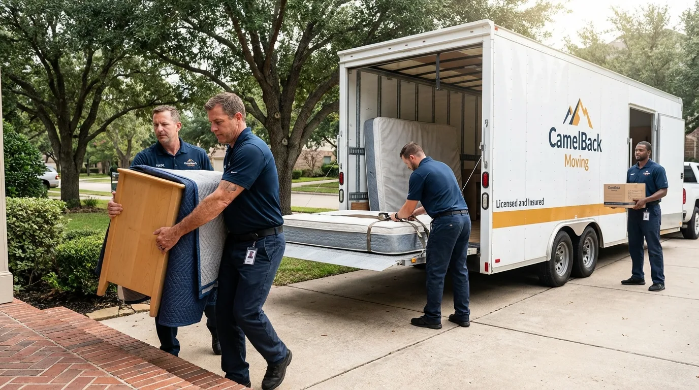 Crew loading residential truck for cross-state move from Ironton, MO