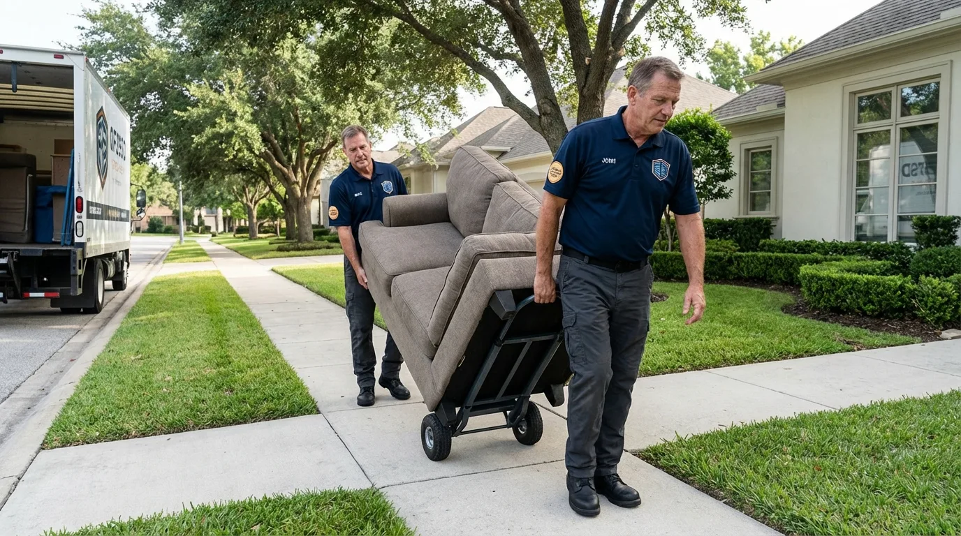 Local residential moving crew loading furniture in Ironton, MO