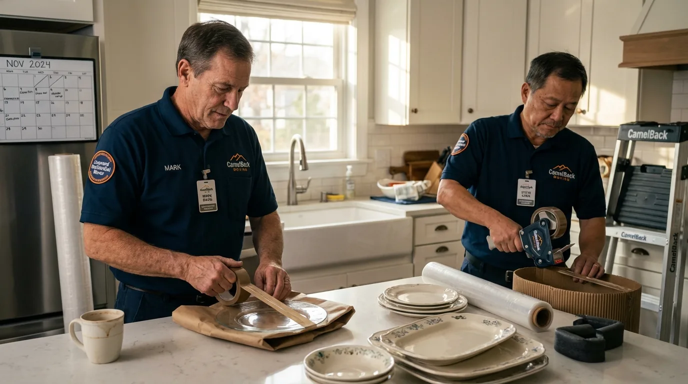 Professional crew packing kitchen dishware in Ironton, MO